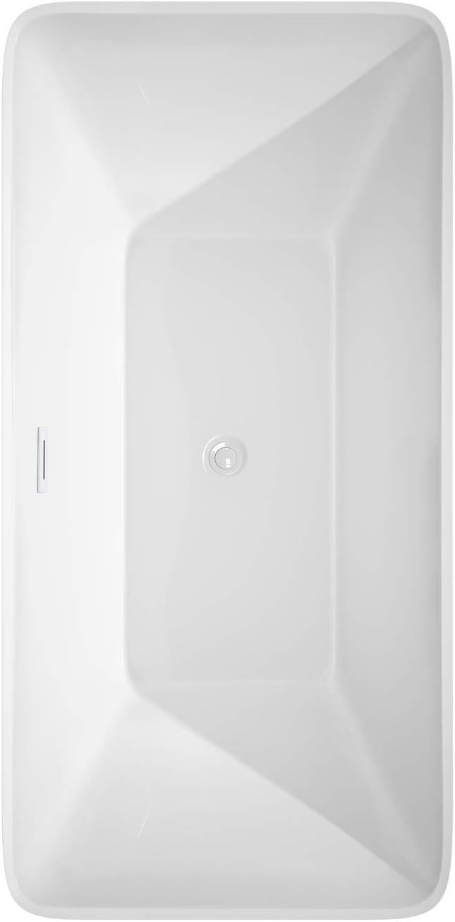 Tiffany 59 Inch Freestanding Bathtub in White with Shiny White Drain and Overflow Trim
