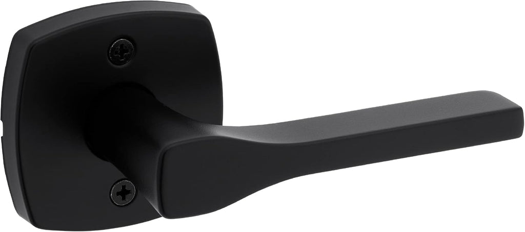 Kwikset Tripoli Dummy Door Handle, Single Sided for Closets, French Double Doors, and Pantry, Matte Black Non-Turning Reversible Interior Push/Pull Lever, with Microban Protection (Pack of 10)