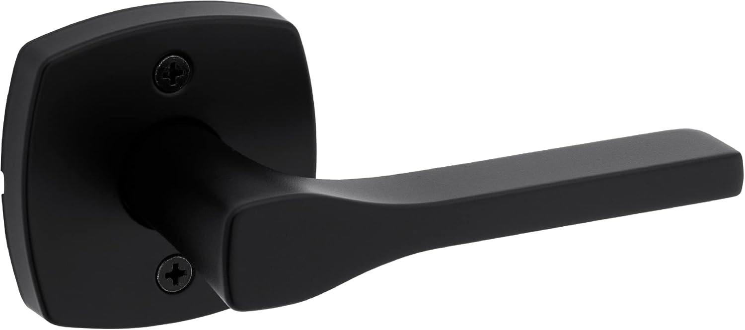 Kwikset Tripoli Dummy Door Handle, Single Sided for Closets, French Double Doors, and Pantry, Matte Black Non-Turning Reversible Interior Push/Pull Lever, with Microban Protection (Pack of 10)