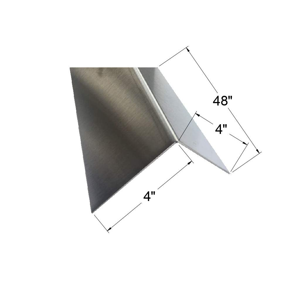 304 Stainless Steel Corner Guard, Protective Angle, 48'' Long (4 x 4, 16GA, No Hug Edges) Silver