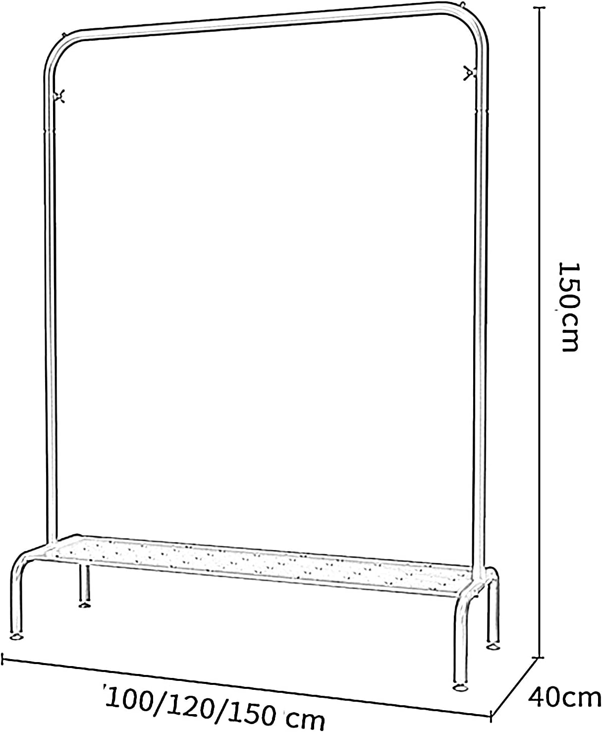 Garment Rack Nordic Modern Clothing Rack With Shelves, Heavy Duty Metal Garment Rack For Hanging Clothes, Retail Display Clothes Rail, Space Saving Coat Rack For Bedroo(Size:100x40x150CM ,Color:Gold)