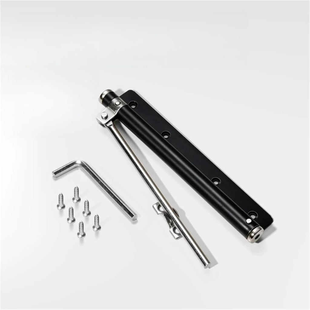 Door Closer Spring Self Closing Hinges Stainless Steel Soft Close Auto Top Latches with Arm Screw Wrench Hardware(Black -L)