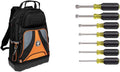 Klein Tools Backpack with 39 Pockets, Nut Driver Set, Made in USA, 3-Inch Hollow Shaft, 7-Piece
