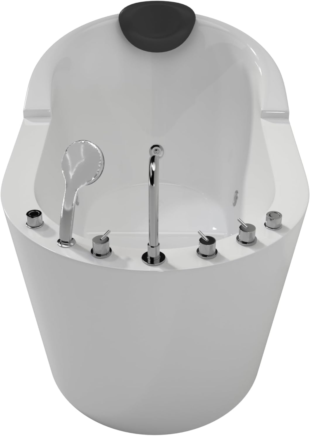 Premium 51' Modern Freestanding Whirlpool Bathtubs with Black Bathtub Pillow, Soaking Acrylic Tub With Faucet