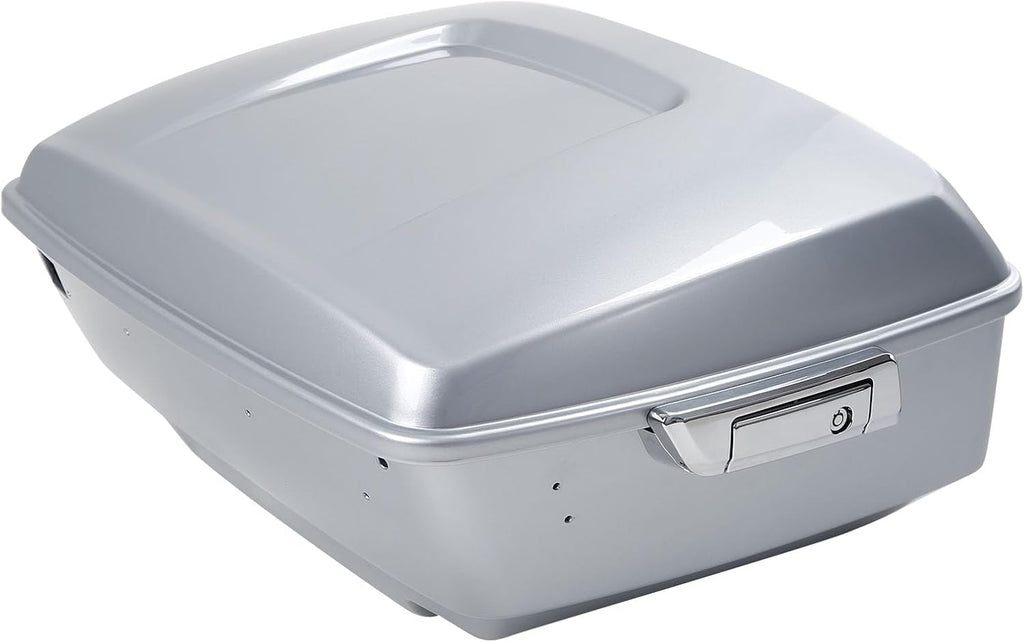TCMT King Motorcycle Trunk Box W/Latches Keys Fit for Harley 2014-2025 Touring CVO Road King Road Glide Street Glide Electra Glide Ultra Limited Pack Barracuda Silver