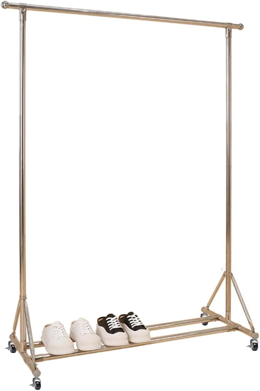 Garment Rack Silver Stainless Steel Clothes Rail On Wheels,Heavy Duty Clothing Racks with Extendable Hanging Rail,Portable Drying Rack,Bedroom Clothes Organizer,Easy Assemble, 115-200cm