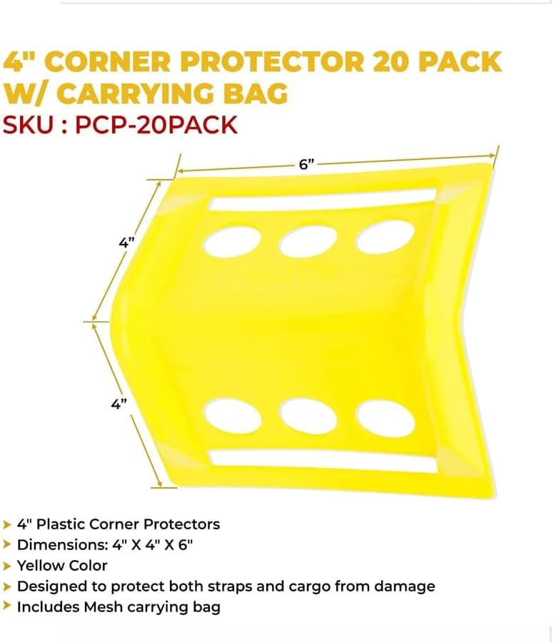 Mytee Products 120 Pack 4' Edge Protectors for Flatbed Trucks with Carrying Case - Ratchet Strap Corner Protectors Fits 2' 3' & 4' Winch Strap - Cargo Load Corner Guards for Tie-Down Accessories