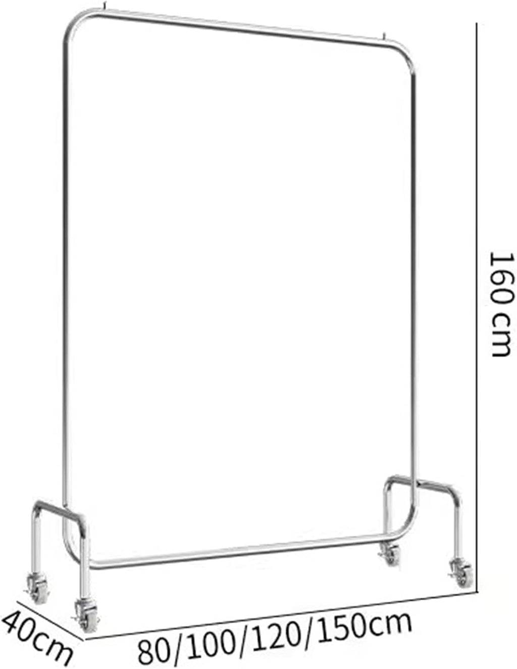 Garment Rack Heavy Duty Clothing Rack With E-shaped Base, Silver Stainless Steel Clothes Rail For Hanging Clothes, Commercial Retail Display Rack, Single Rod Coat Rack For Bedrooms(Size:150x40x160CM)