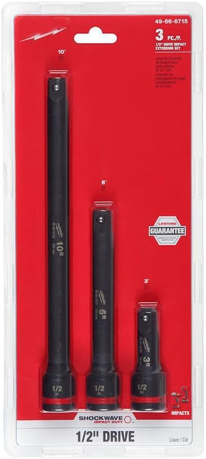 3 Pc. For Milwaukee Tool 49-66-6715 Shockwave Impact Duty 1/2 In. Drive Extension