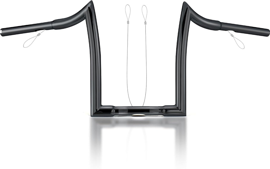 MoKitDora Sportster Dyna Softail 12' Rise Ape Hangers 1.25' Fat 1' Clamp Handlebar Meathook Bars for Harley XL 883/1200,1994-up Road King & 1998-2013 Road Glide, Gloss Black