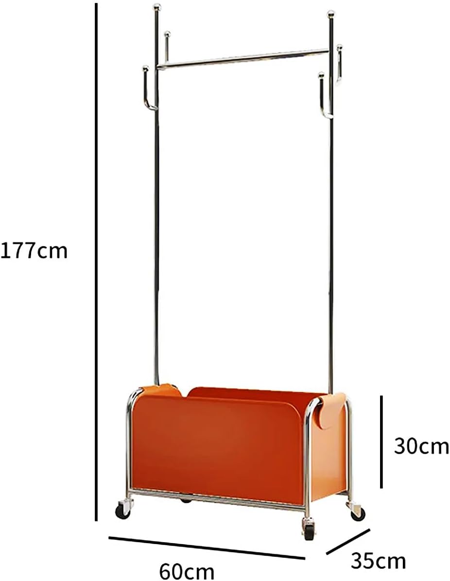Clothing Rack with Storage Bag & Wheels, Rolling Garment Racks, Heavy-Duty Metal Clothes Rack for Bedroom, Hallway, Entryway,Brown