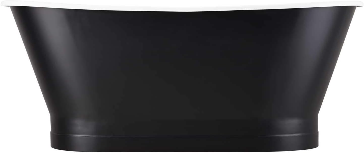 Signature Hardware 426201 Kateryn 67' Cast Iron Soaking Pedestal Freestanding Tub in Black with Pre-Drilled Overflow Hole - Less Drain - Black