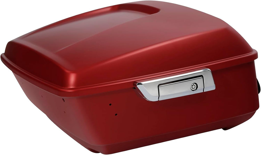 TCMT 13.7' King Motorcycle Trunk Box W/Latch Key Fit For Harley 2014-2025 Touring CVO Road King Road Glide Street Glide Electra Glide Ultra Limited Wicked Red Denim