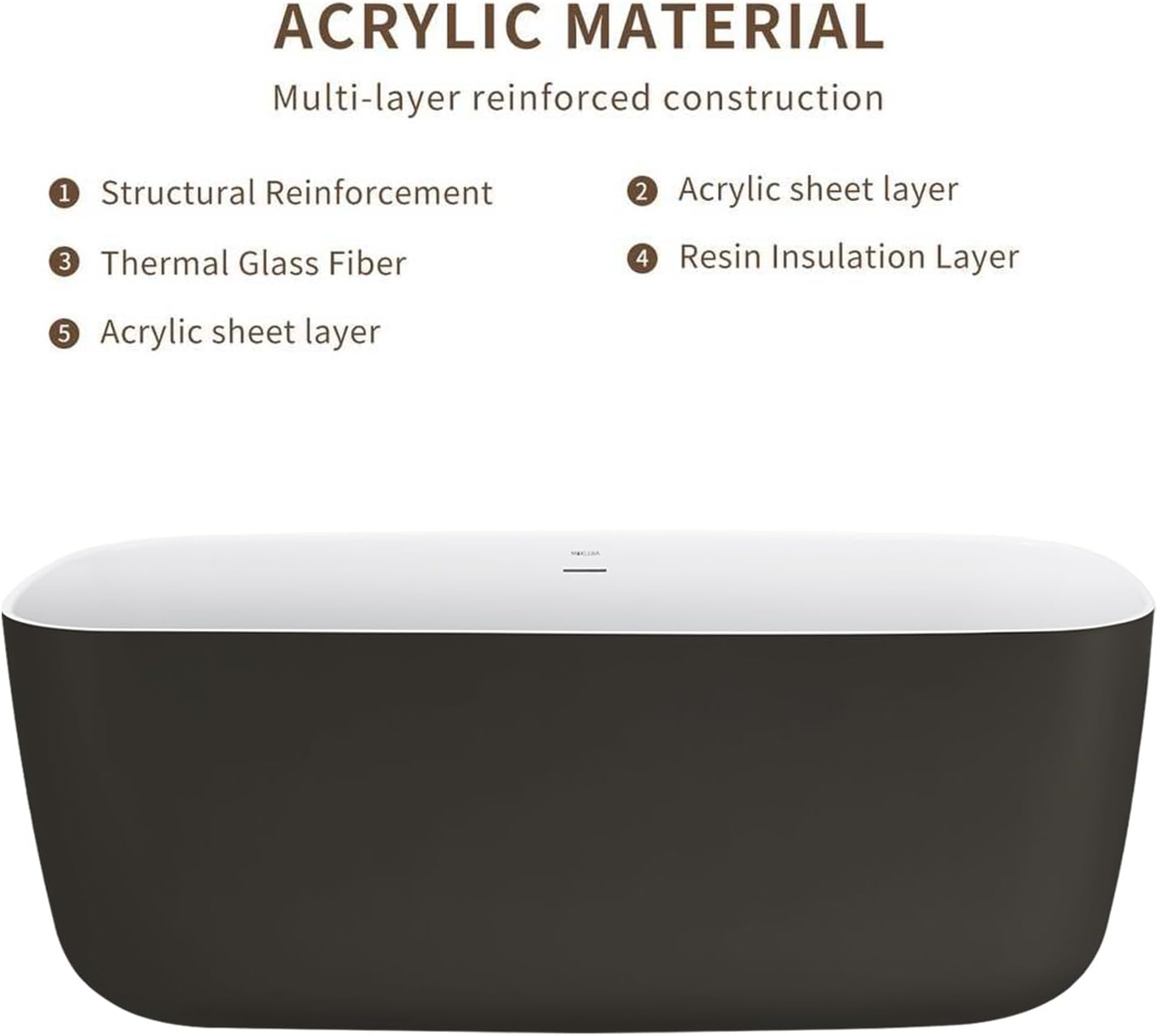 59' 100% Acrylic Freestanding Bathtub??Contemporary Soaking Tub??White Bathtub