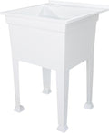 Utility Sink Heavy Duty Freestanding Utility Tub Sink with Drain Plug, Adjustable Floor Levelers & 5 Step Installation Process, 24 x 24 Inches, White