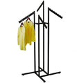 Only Garment Racks - Clothing Rack - Heavy Duty Textured Black Finish - 4 Way Clothes Rack, Adjustable Height Decorative Blade Waterfall Arms, Perfect for Retail Clothing Store Display