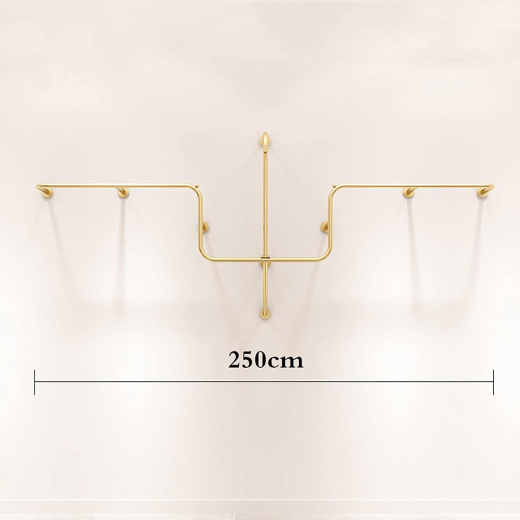 Wall Mounted Garment Rack Clothing Store Metal Display Stands,Detachable Garment Bar Heavy Duty Iron Clothes Hanging Rod,Rail Organizer,a Retail Store for M(250cm
