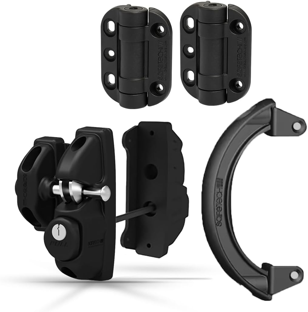 2 Side Gravity Gate Latch W/TopKlik Self Closing Hinge W/Gate Handle Bundle