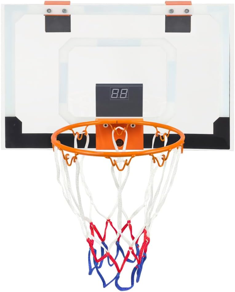 Compact Indoor Basketball Hoop for Home Office or Apartment Use – Over-the-Door Mount Design with Score Counter and Durable Steel Rim