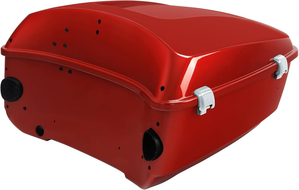 TCMT 13.7' King Motorcycle Trunk Box W/Latch Key Fit For Harley 2014-2025 Touring CVO Road King Road Glide Street Glide Electra Glide Ultra Limited Wicked Red