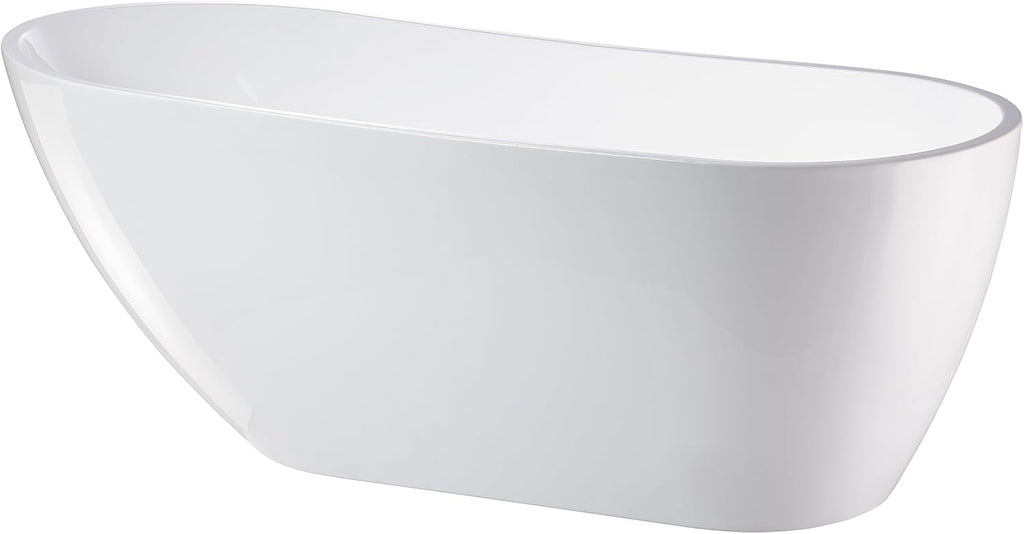 Vanity Art 67 x 31 Inches Freestanding Bathtub White Acrylic Bathtub Modern Stand Alone Soaker Tub with UPC Certified Slotted Overflow and Pop-up Drain for Two Person Bathing