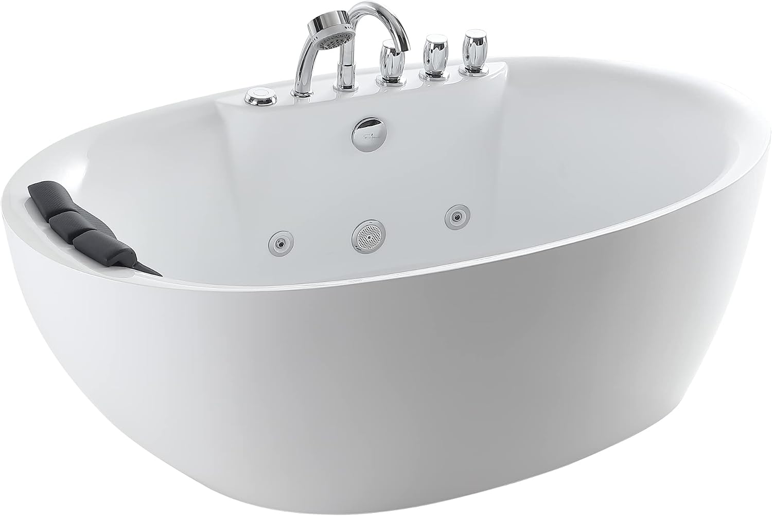 Empava 67' Freestanding Whirlpool Bathtub with Hydromassage Adjustable Water Jets Luxury Acrylic Massage SPA Soaking Bath Tub in White Single Ended