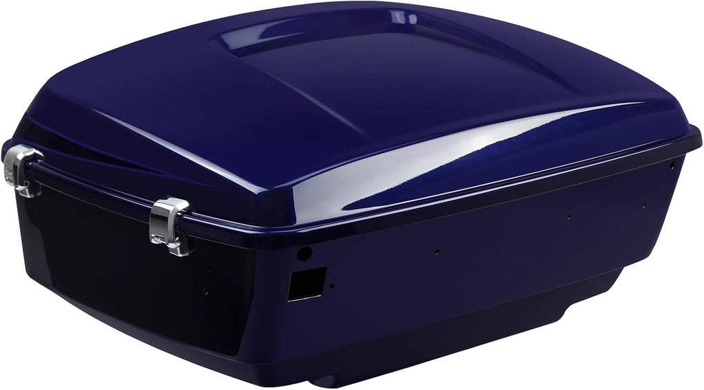 TCMT 13.7' King Motorcycle Trunk Box W/Latch Key Fit For Harley 2014-2025 Touring CVO Road King Road Glide Street Glide Electra Glide Ultra Limited Zephyr Blue/Black Sunglo