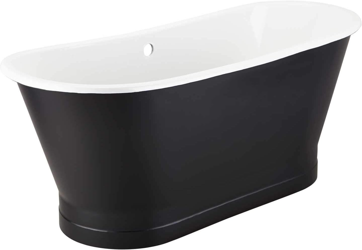 Signature Hardware 426201 Kateryn 67' Cast Iron Soaking Pedestal Freestanding Tub in Black with Pre-Drilled Overflow Hole - Less Drain - Black