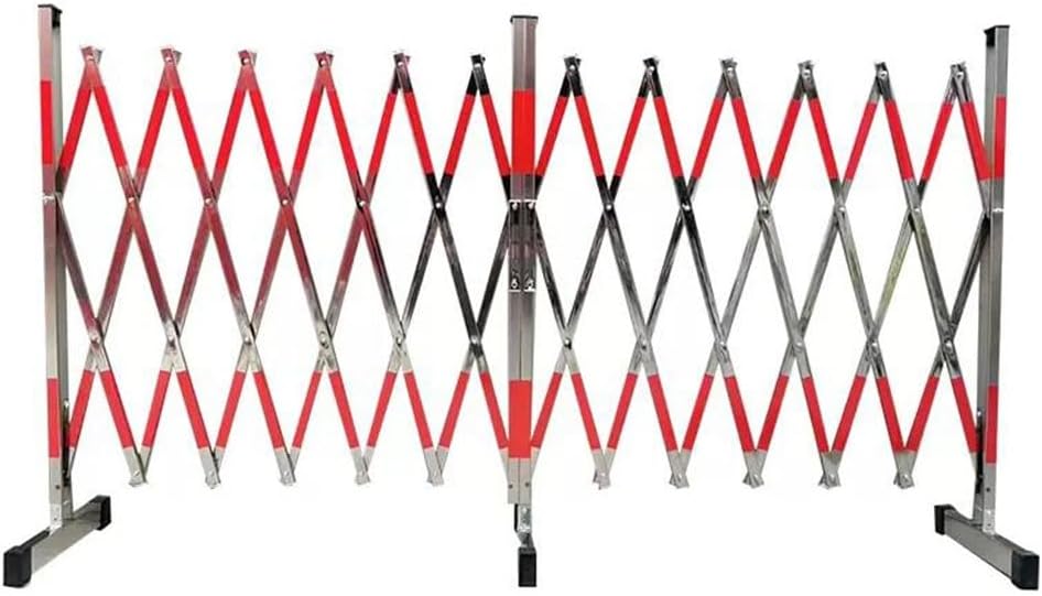 Expandable Mobile Barrier Traffic Barriers,Industrial Expandable Metal Barricade, Mobile Safety Barrier Gate Retractable Traffic Fence Foldable Stainless Steel Fence Quickly Bloc.Silver-1.2X2M