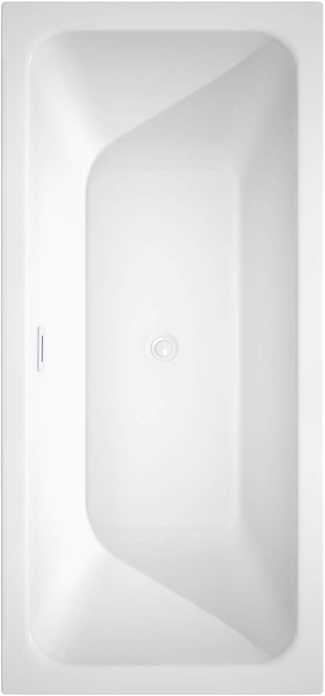 Galina 67 Inch Freestanding Bathtub in White with Shiny White Trim and Floor Mounted Faucet in Matte Black