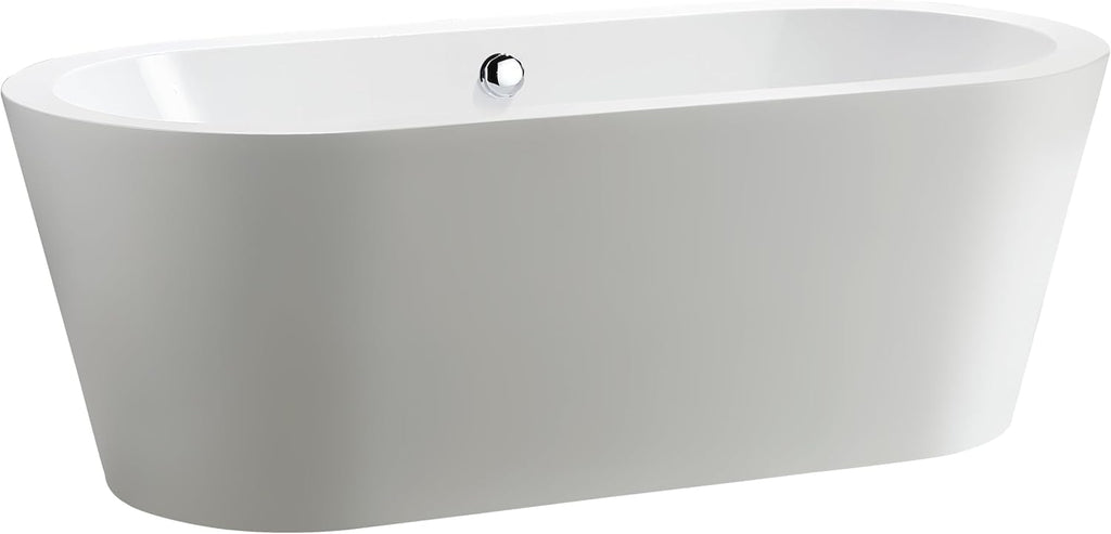 HomeBeyond 59 Inch White Freestanding Bathtub | Acrylic Free Standing Soaking Tub, Morden Bathroom Stand Alone Tub Suitable for 1 Person Bathing