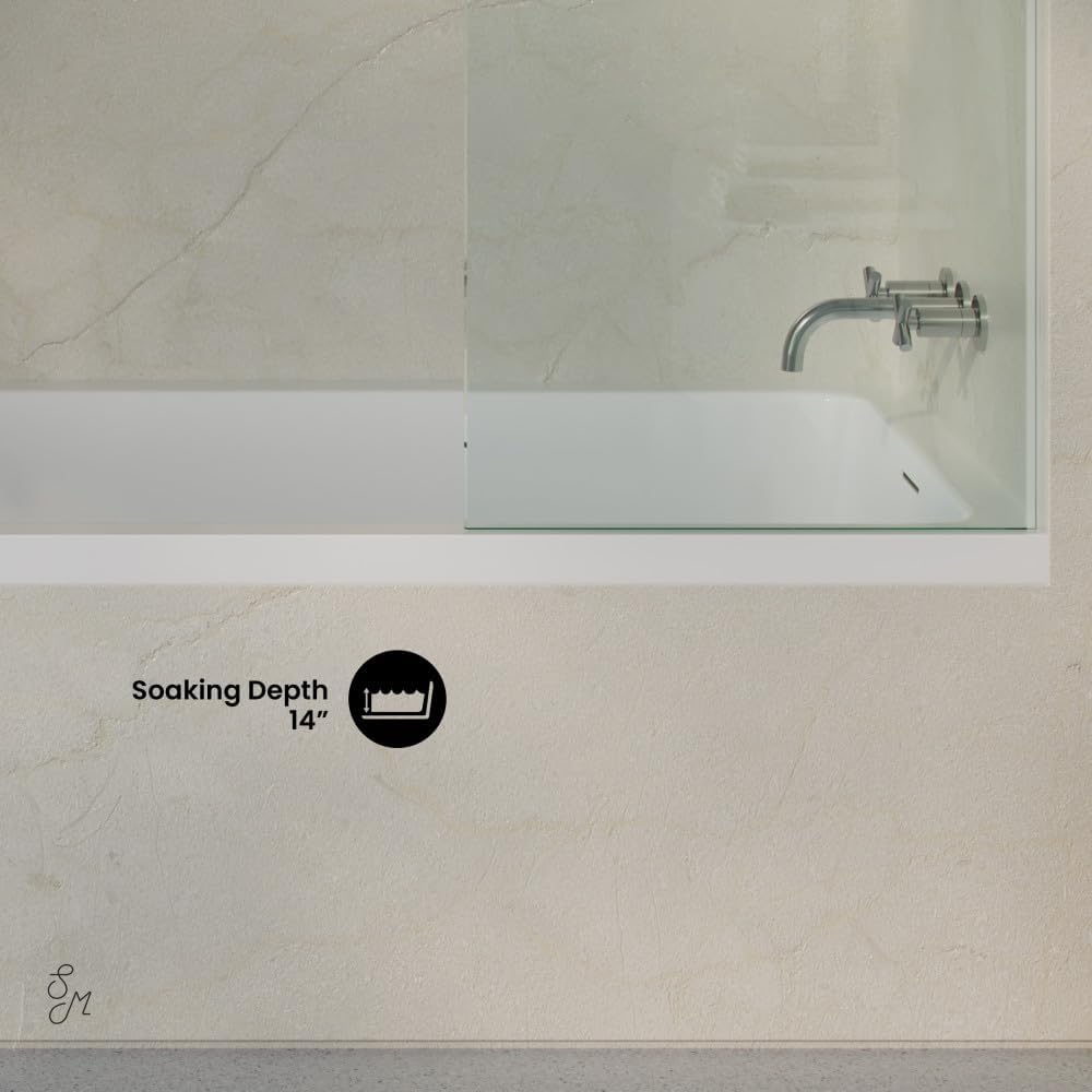Swiss Madison Voltaire 72 x 36 Right Drain Soaking Alcove Bathtub in Glossy White with Integrated Armrest