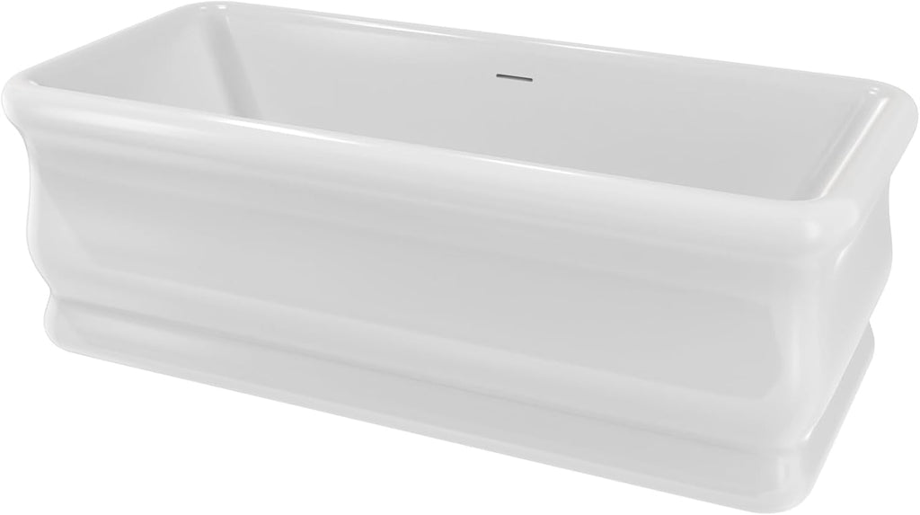 Crest 59 in. L x 31-1/2 in. W x 23-5/8 in. H Freestanding Acrylic Bathtub, White Drain