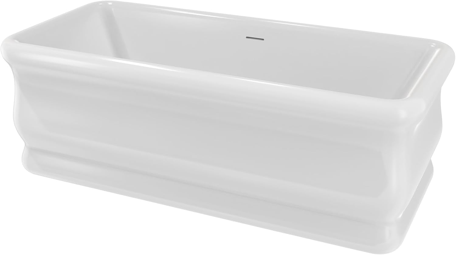Crest 59 in. L x 31-1/2 in. W x 23-5/8 in. H Freestanding Acrylic Bathtub, White Drain