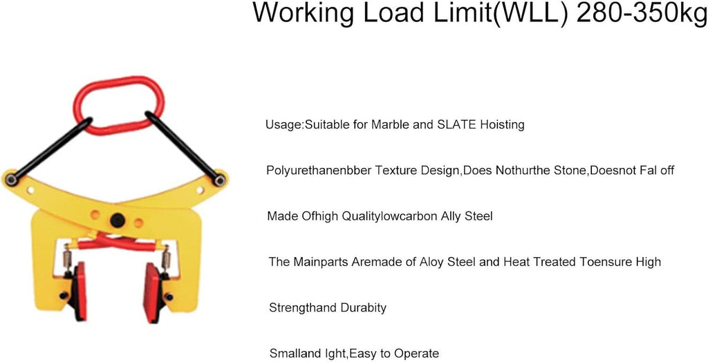 Granite Lifting Clamp 6', 350kg Heavy Duty Lifting Clamp, 40–180mm Vertical Stone Clamp for Marble, Granite, Concrete Slab Handling & Transport(LJ-263)