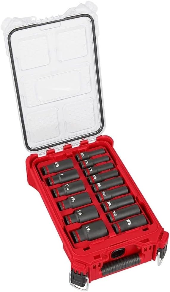 15pc 49-66-6802 for Milwaukee 1/2' Impact Duty Socket Set - Black/Red w/Organizer