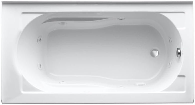 Kohler K-1357-HR-0 5 ft. 8-Jet Tub w/Heater3-Side Tile Flange & Drain White