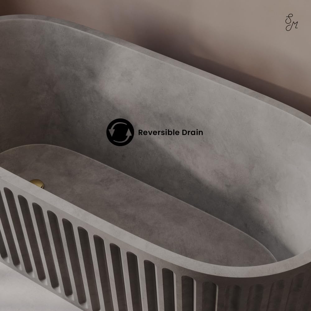 Swiss Madison Delice 67' Freestanding Concrete Bathtub in Gray, Drain Included