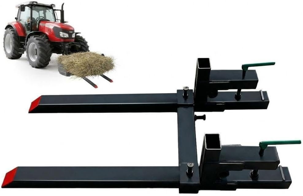 43' Pallet Forks, 2000 LBS Capacity Clamp on Pallet Forks for Tractor Attachments, Skid Steer, Loader Bucket, Tractor Bucket Forks with Adjustable Stabilizer Bar