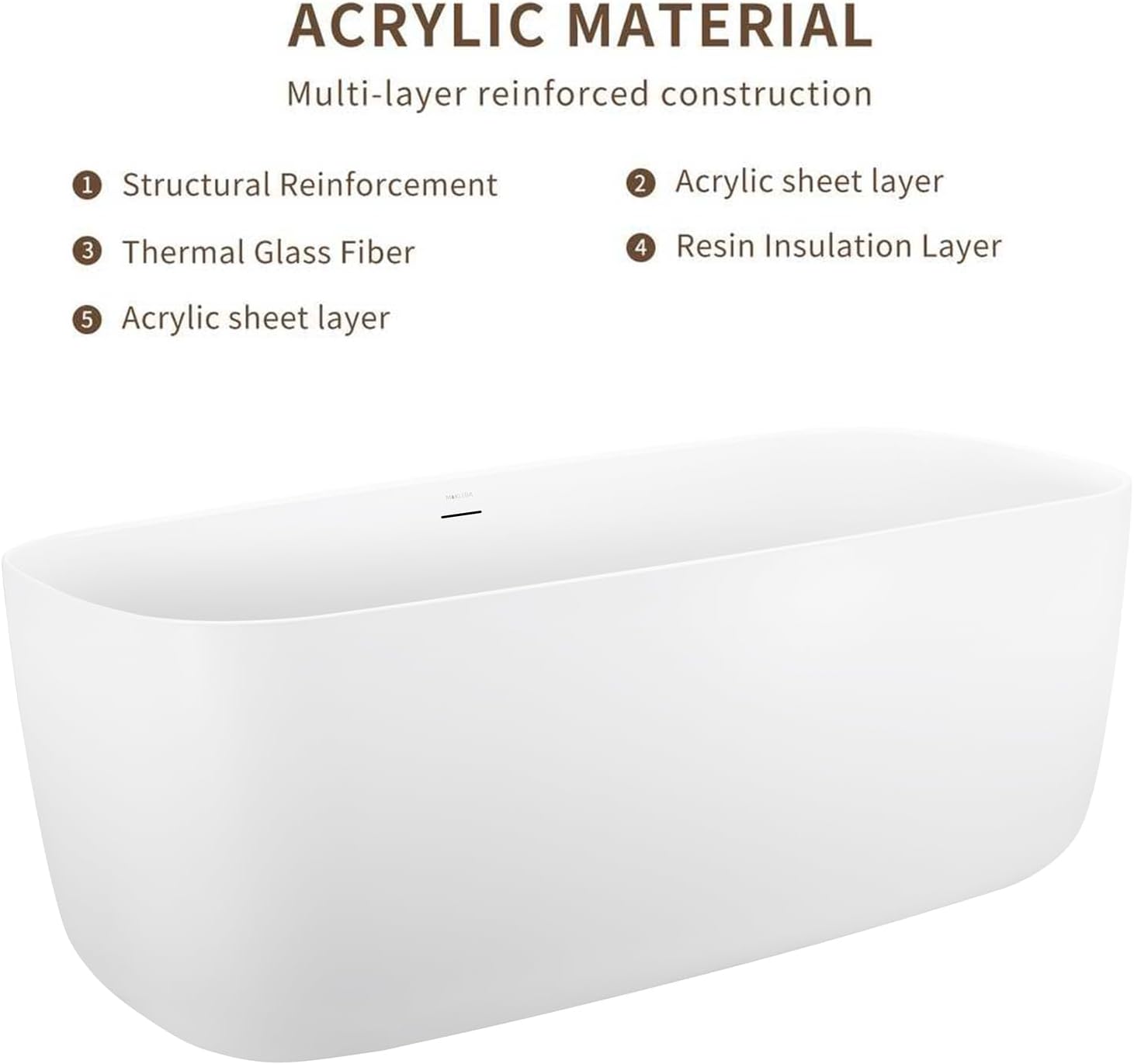 59' 100% Acrylic Freestanding Bathtub??Contemporary Soaking Tub??White Bathtub