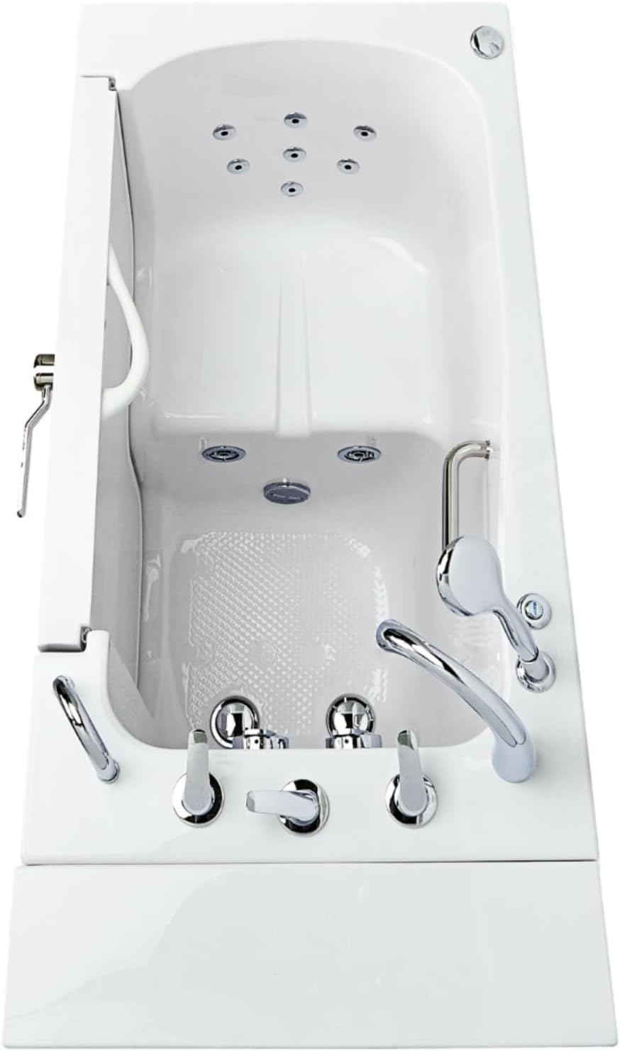 Ella Wheelchair Transfer 30'x52' Acrylic Hydro Massage Walk-In Bathtub with Right Outward Swing Door, 5 Piece Fast Fill Faucet, 2' Dual Drain