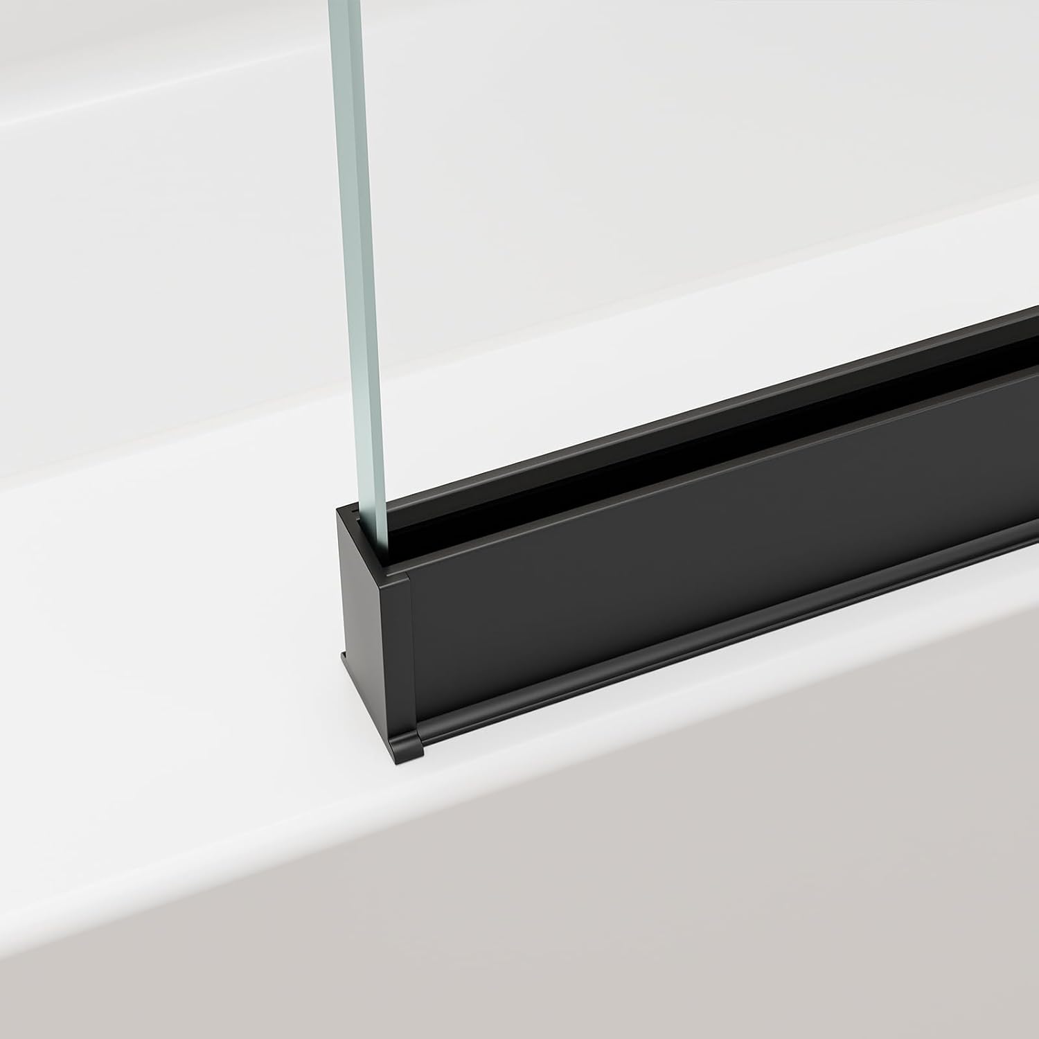 Shower Screen 35' x 60' Half Frameless Shower Bathtub Wall Panel, Tempered Glass 3/8 inch, Easy to clean Coating, Fixed Glass Shower Door with Hardware (Matte Black)