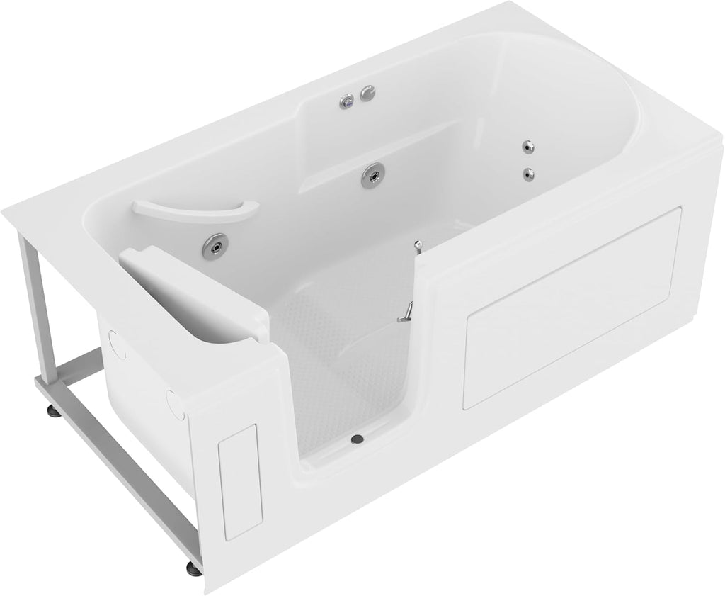 ANZZI Wide Opening Door Left Drain Step-In Walk-In Whirlpool Tub with Low Entry Threshold in White Finish 30 in. x 60 in. | AMZ3060SILWH