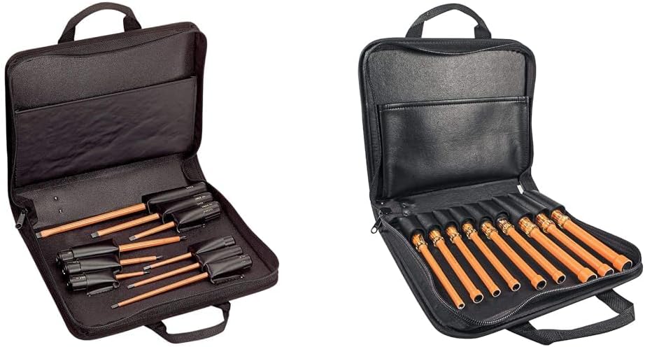 Klein Tools Insulated Screwdriver and Nut Driver Sets, Made in USA, 1000V, 9-Piece, Includes Screwdrivers with Cabinet, Keystone and Phillips Tips and Nut Drivers from 3/16 to 5/8 Inch