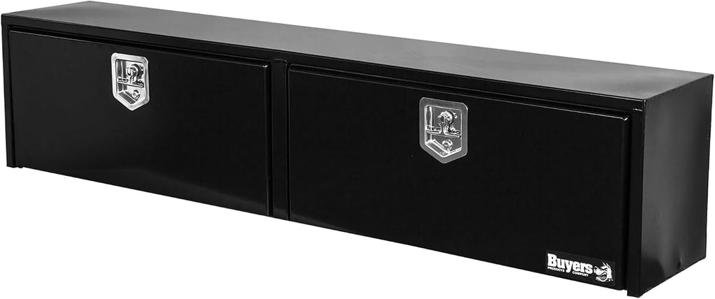 Buyers Products 1702950 Black Steel Topsider Truck Box With T-Handle Latch, 16 x 13 x 88 Inch, Truck Tool Box For Storage And Organization, Lockable Tool Chest For Work Trucks