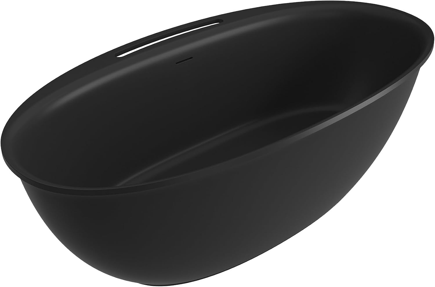 CASAINC 67' Large Space Free Standing Tub, Stone Resin Freestanding Bathtub Matte Black Solid Surface Soaking Tub with Drain, Drain Hose & Sanding Paper