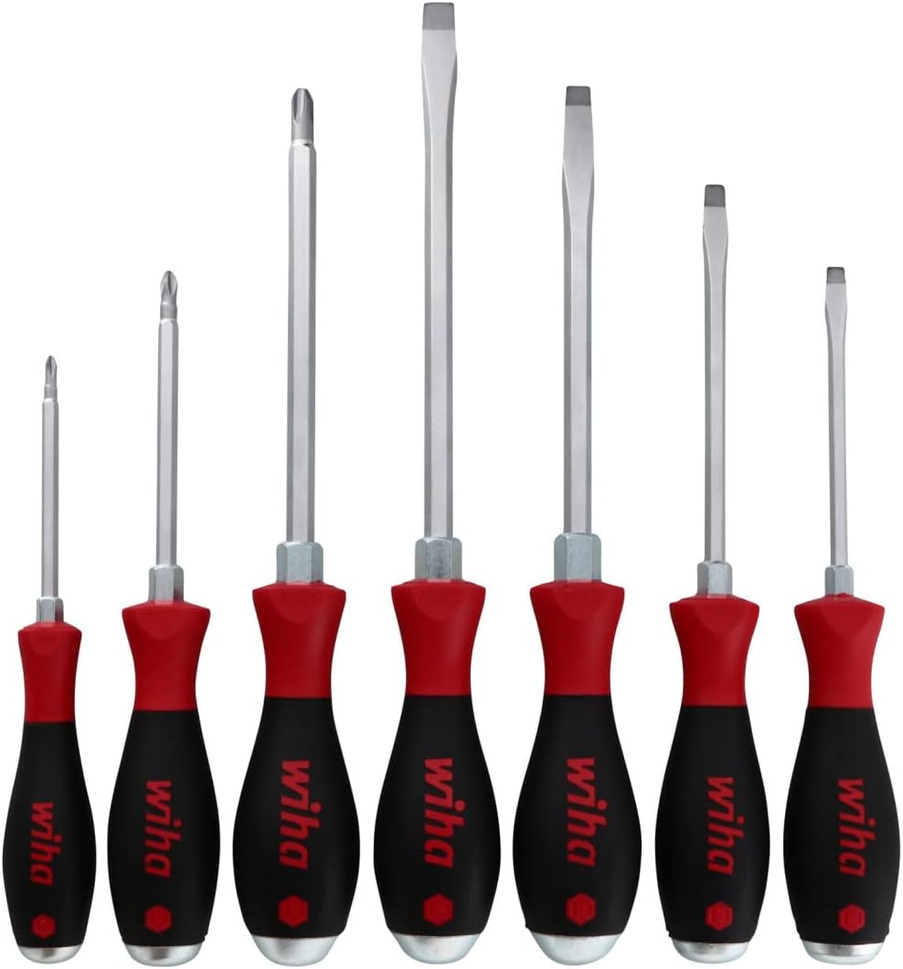 Wiha 53097 Screwdriver Set, Slotted and Phillips, Extra Heavy Duty, 7 Piece
