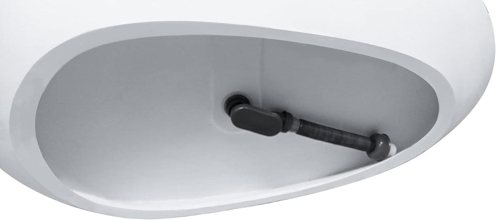 Vanity Art 59' x 31' Flatbottom Freestanding Solid Surface Resin Stone Bathtub | Contemporary Design Soaking Tub with Overflow and Pop-up Drain, UPC Certified, VA6913-GS