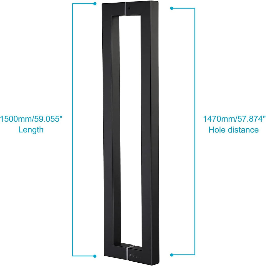 TOGU TG-R3030 Heavy Duty Commercial Grade 1500mm/60 inches Square/Rectangle Shape Solid 1.2mm Thick Stainless Steel 304 Push Pull Door Handle, Matte Black Finish