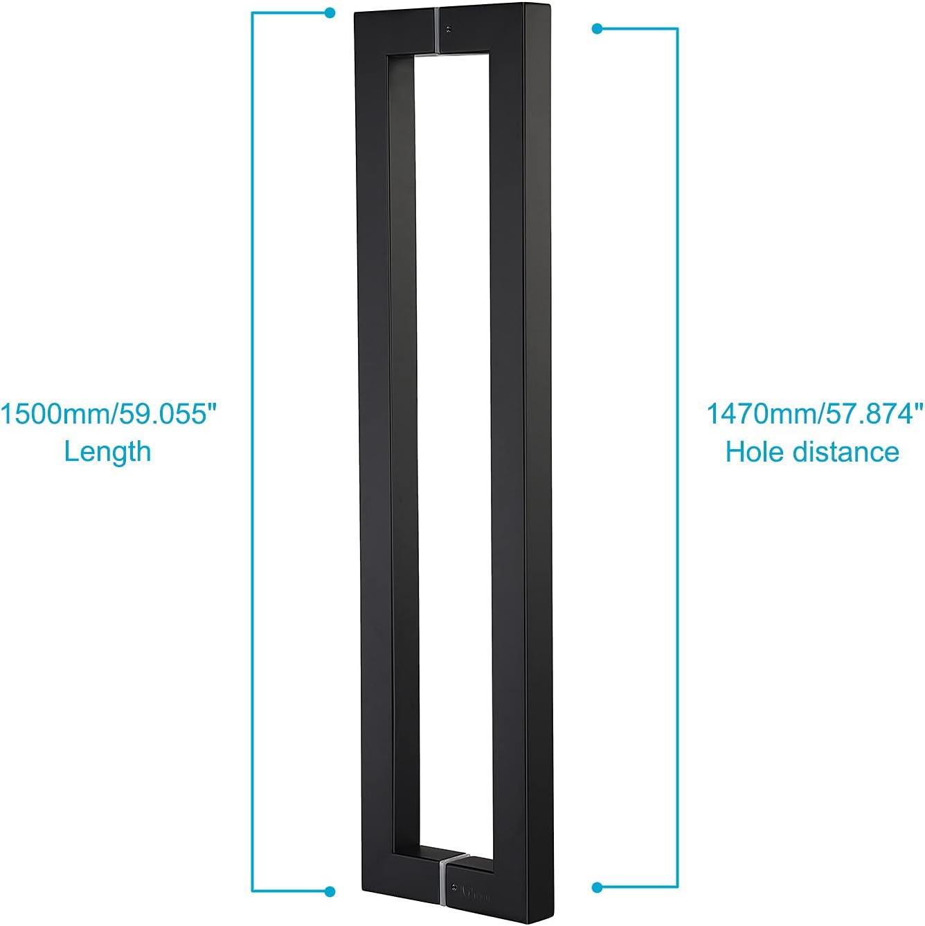 TOGU TG-R3030 Heavy Duty Commercial Grade 1500mm/60 inches Square/Rectangle Shape Solid 1.2mm Thick Stainless Steel 304 Push Pull Door Handle, Matte Black Finish